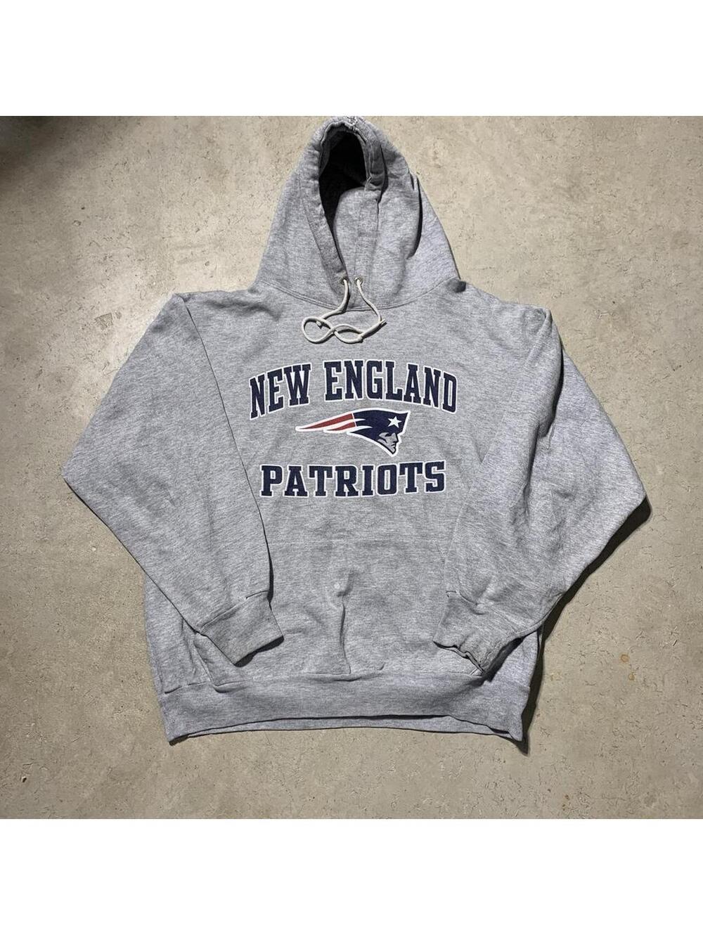 Vintage 90s New England Patriots Hoodie XL Gray NFL Football Sweatshirt
